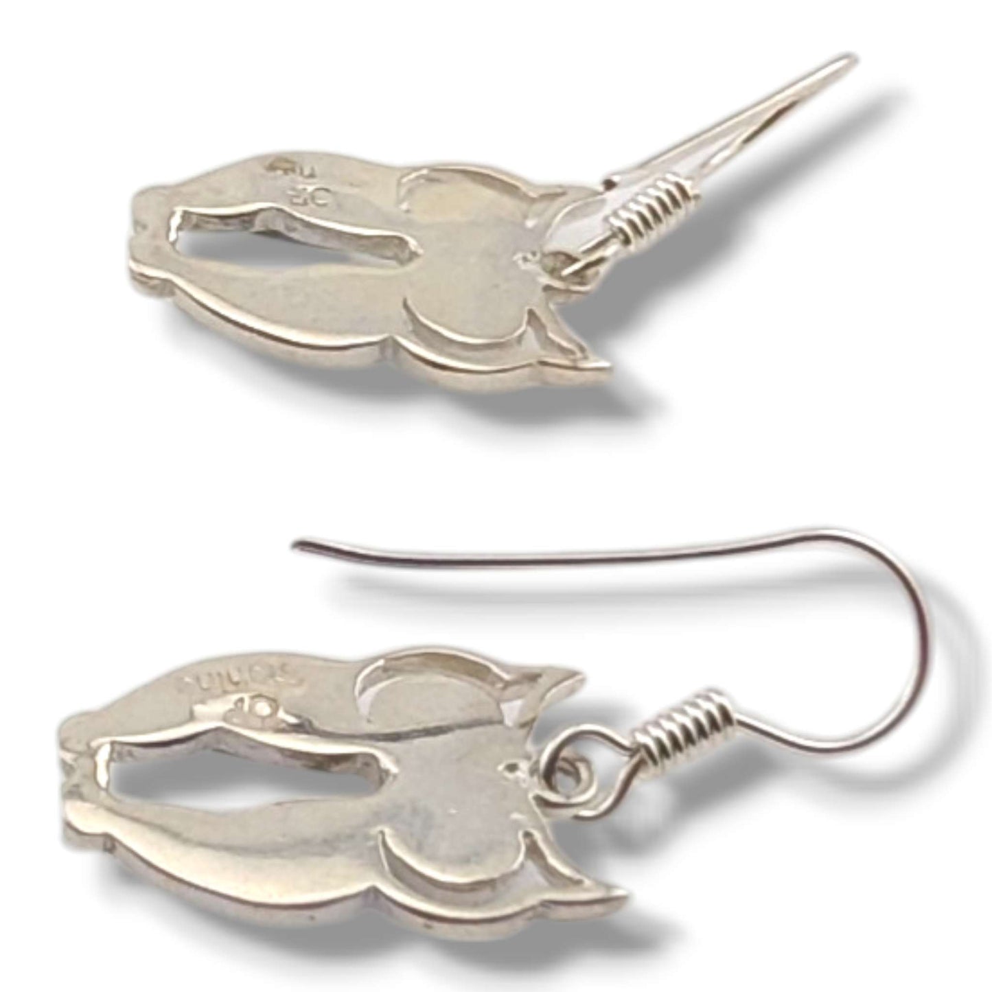 Sterling Silver Inlay Owl Dangle Earrings by OP