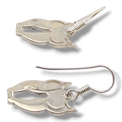 Sterling Silver Inlay Owl Dangle Earrings by OP