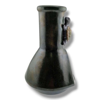 Glazed Pottery Incense Holder with Sculpted Turtle and Tray by Luna