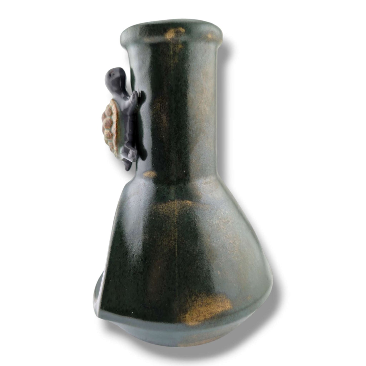 Glazed Pottery Incense Holder with Sculpted Turtle and Tray by Luna