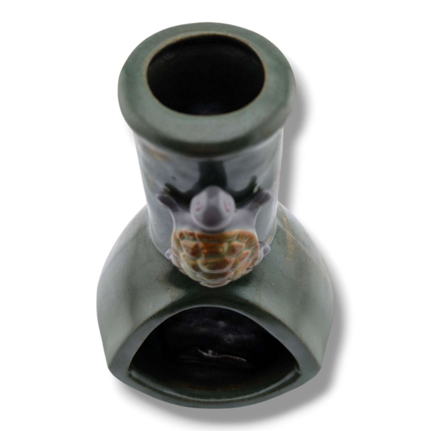Glazed Pottery Incense Holder with Sculpted Turtle and Tray by Luna