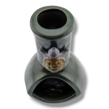 Glazed Pottery Incense Holder with Sculpted Turtle and Tray by Luna