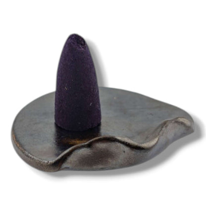 Glazed Pottery Incense Holder with Sculpted Butterfly and Tray by Luna