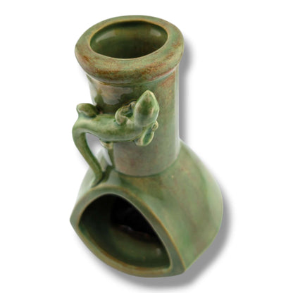 Glazed Pottery Incense Holder with Sculpted Lizard and Tray by Luna