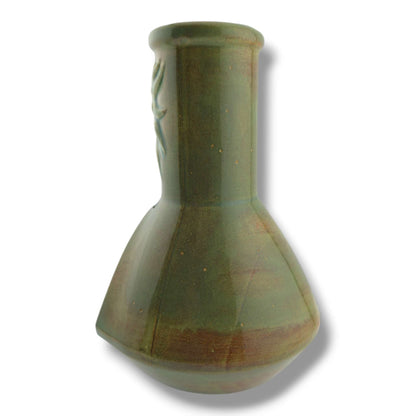 Glazed Pottery Incense Holder with Sunface Relief and Tray by Luna