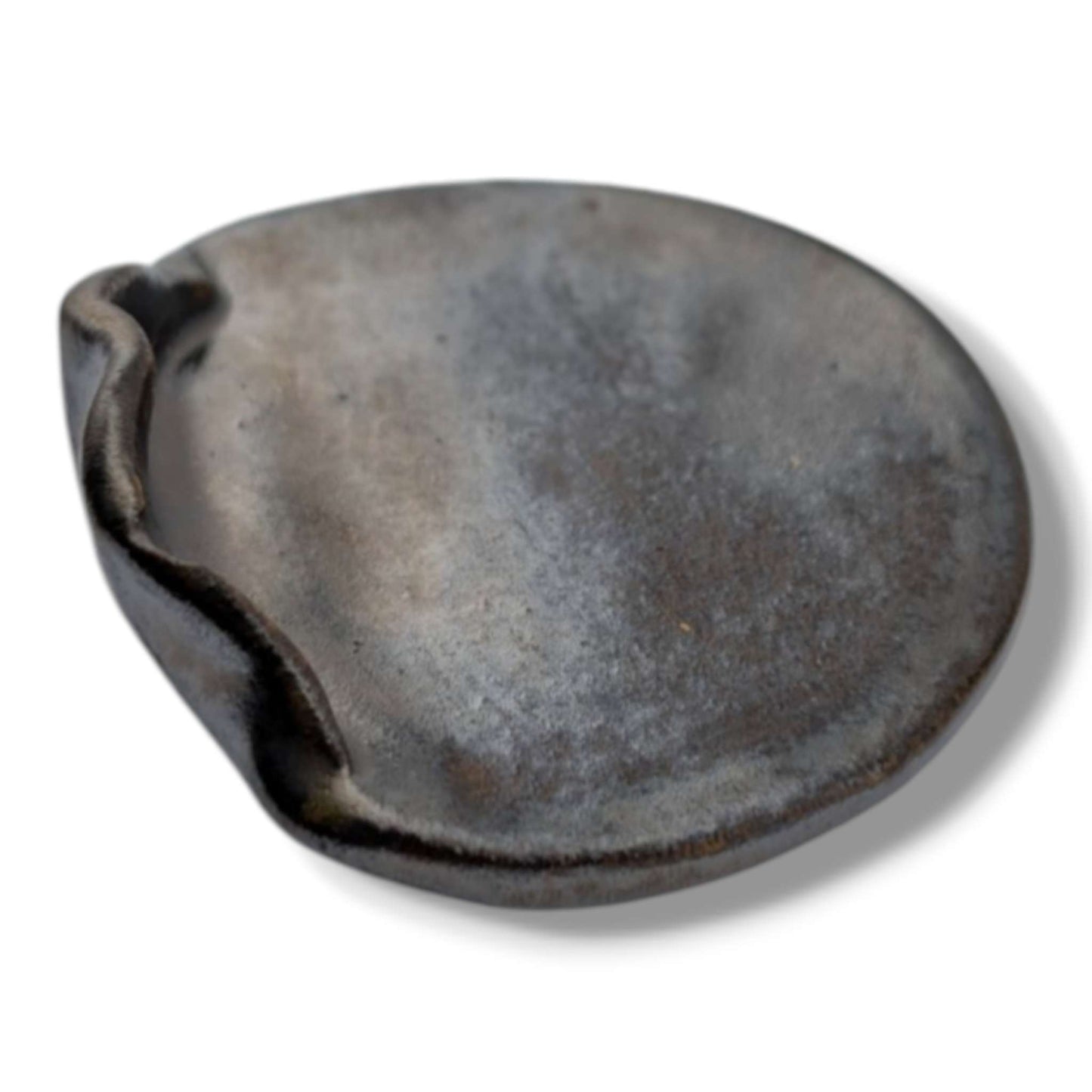 Glazed Pottery Incense Holder with Sunface Relief and Tray by Luna