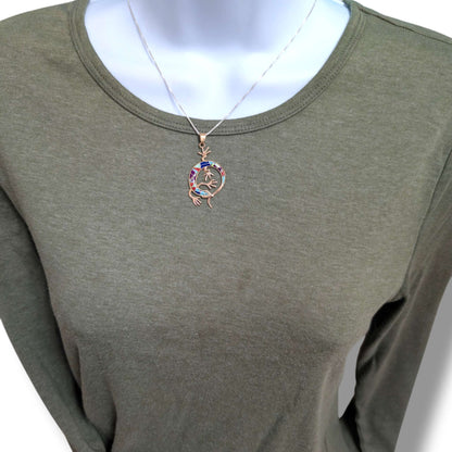 Bronze Inlay Curled Gecko Lizard Pendant