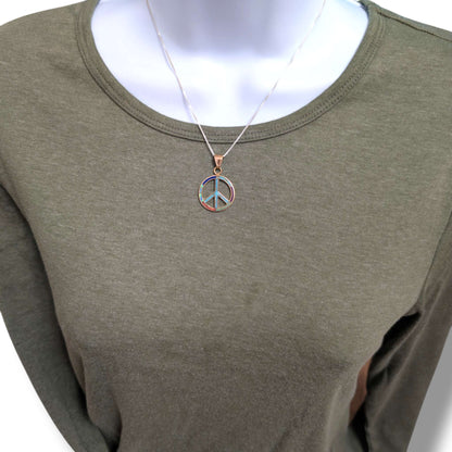 Bronze Inlay Opal Peace Sign Pendant