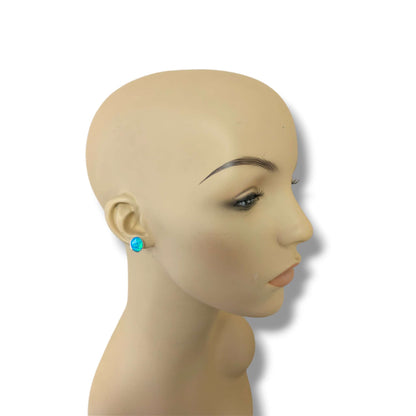 Sterling Silver Blue Opal Oval Post Earrings by OP - SunWest Treasures