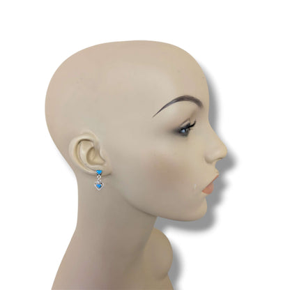Sterling Silver Double Heart Dangle Post Earrings