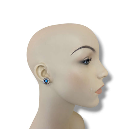 Vintage Navajo Sterling Silver Turquoise Round Post Earrings