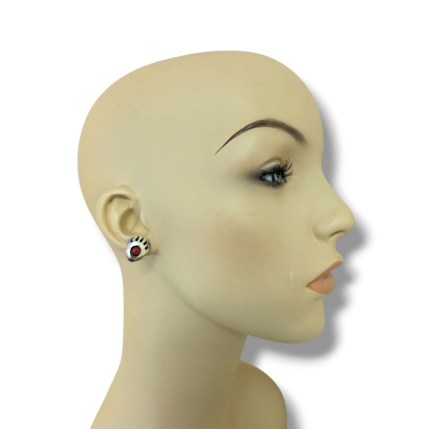 Vintage Sterling Silver Bear Paw Cutout Post Earrings