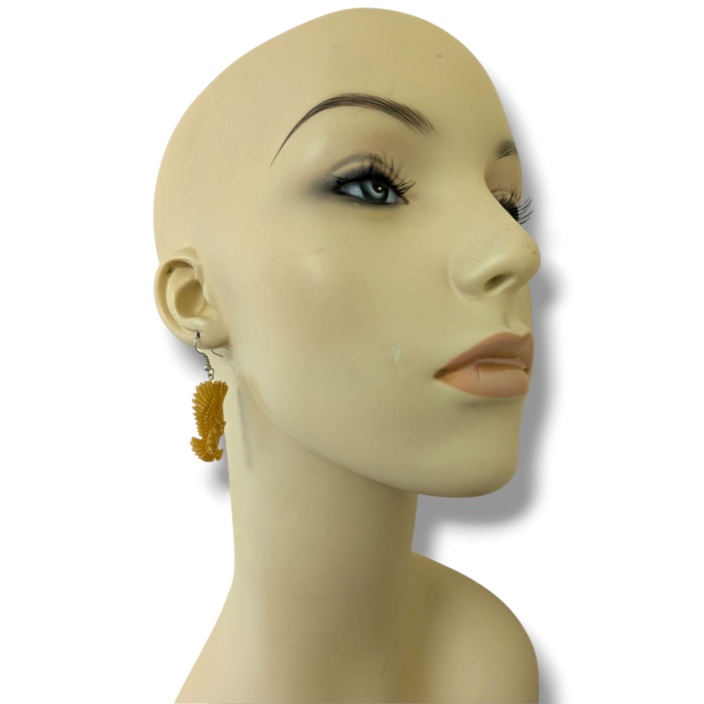 Hand-Carved Flying Owl Hook Dangle Earrings