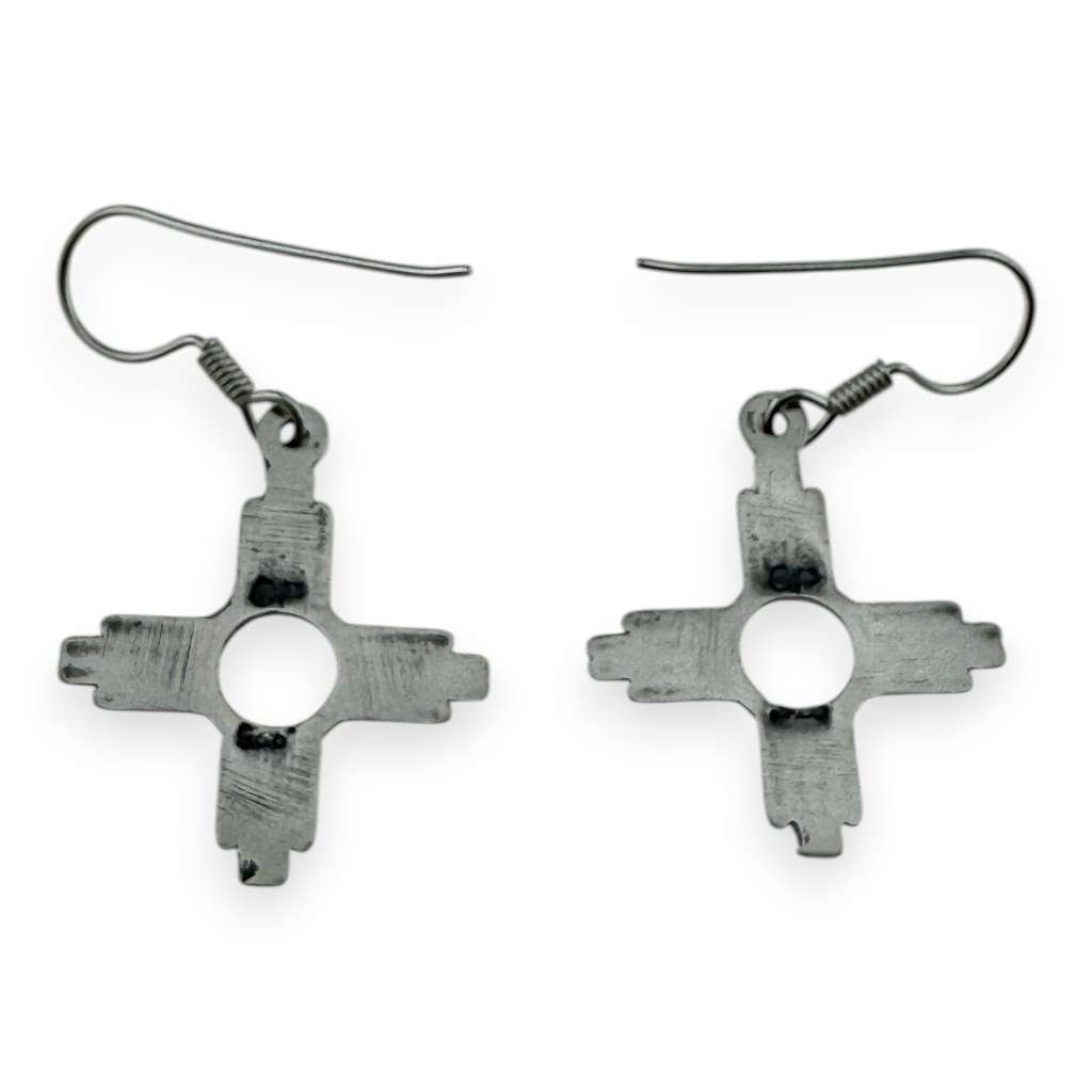 Sterling Silver Smaller Zia Sun Symbol Hook Dangle Earrings - SunWest Treasures