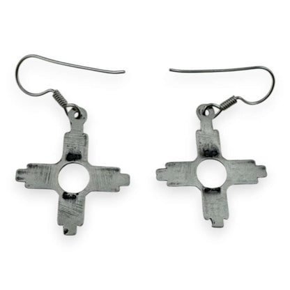 Sterling Silver Smaller Zia Sun Symbol Hook Dangle Earrings - SunWest Treasures