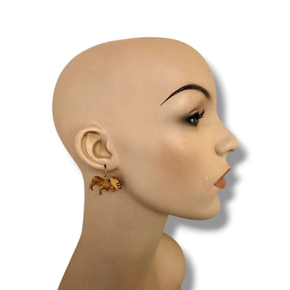 Hand-Carved Moose Earring and Pendant Set with Sterling Silver Hardware